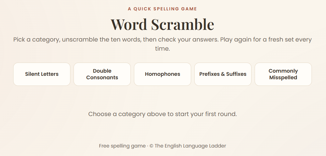 Word Scramble game preview